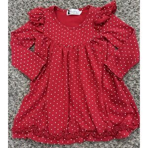 3T Lily And London Red And White Polka Dot Twirl Dress coquette‎ girl
